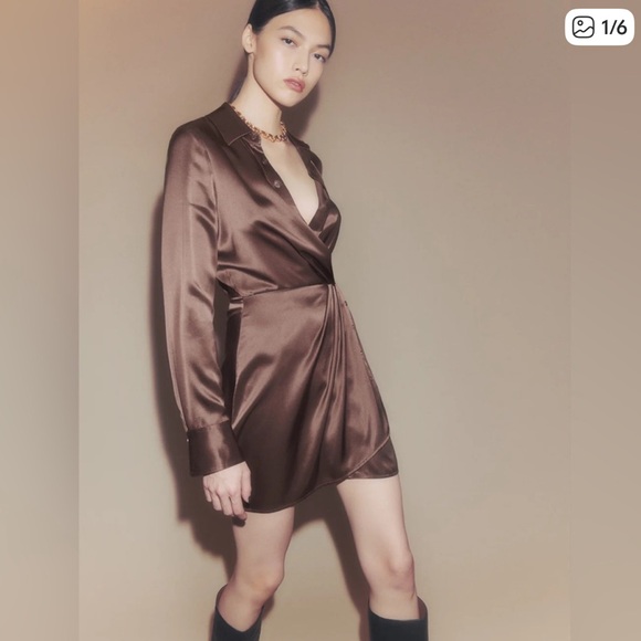 Reformation Dresses & Skirts - Reformation Brown Satin Mini Dress